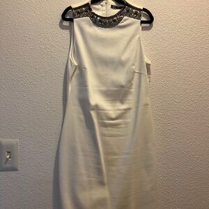 Zara Cream Sleeveless Halter Sheath Mini Dress